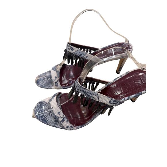 🌿 STAUD Beaded Toile-Print Heels – Size 39.5 - Picture 4 of 7